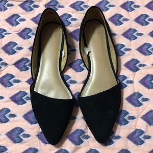 A New Day Black Felt pointy ballet flats